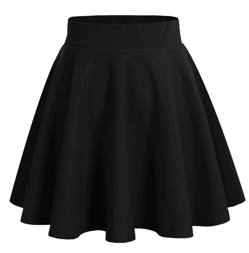DRESSTELLS Women's Casual Mini Skirt, FLL Flowy High Waisted Short A-line Skater Stretchy Skorts Goth Pleated Skirts 2025 Black XL - Image 1